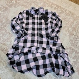 Lane Bryant flannel high lo ruffle peplum top